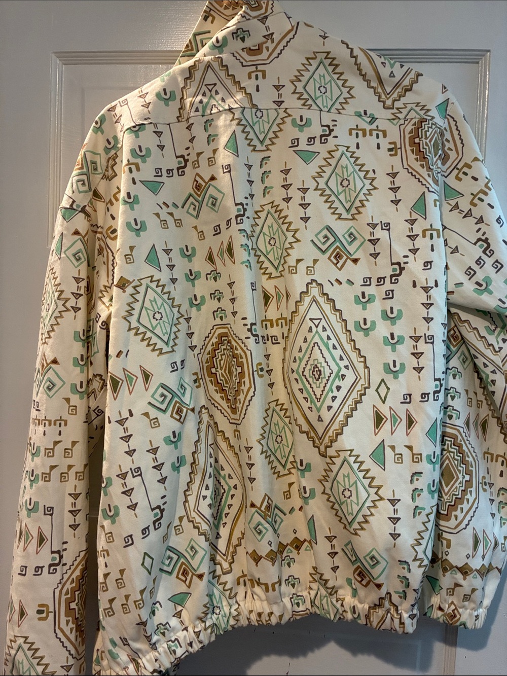 Zara Printed Bomber Jacket Aztec Geometric Southwestern Zip Up Size M - Picture 15 of 15